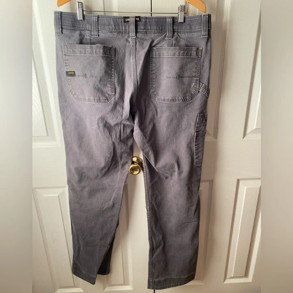 ARIAT REBAR M4 Gray Low-Rise Bootcut Cargo Work Jeans‎ SZ 35